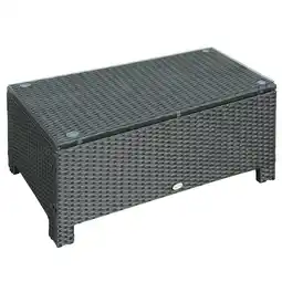 Tesco Outsunny Rattan Garden Coffee Table With Glass Top Patio- Black offer