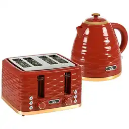 Tesco HOMCOM Kettle and Toaster Set 1.7L Boil Kettle & 4 Slice Toaster Red offer