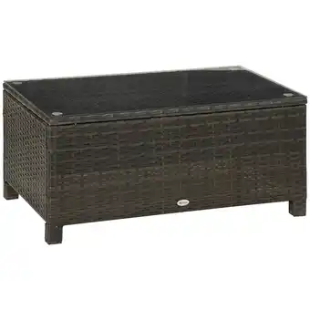 Tesco Outsunny Garden Rattan Side Table,Wicker Coffee Desk, Glass Top offer