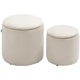 Tesco HOMCOM Modern Fabric Storage Ottoman Removable Lid, Set of 2, White offer