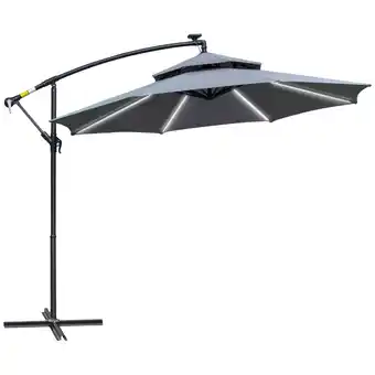 Tesco Outsunny 3(m) Cantilever Parasol Hanging Banana Umbrella, Grey offer