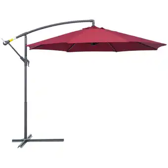 Tesco Outsunny 3(m) Garden Banana Parasol Cantilever Umbrella, Wine Red offer