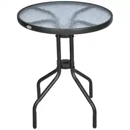 Tesco Outsunny Outdoor Bistro Table Rounding Dining Tempered Glass Top Black offer