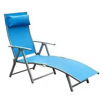 Tesco Outsunny Garden Sun Lounger Recliner Foldable 7 Levels Texteline, Blue offer