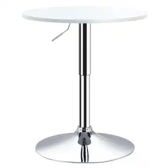 Tesco HOMCOM Adjustable Height Round Bar Table with Swivel Top Metal White offer