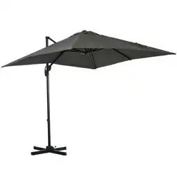 Tesco Outsunny Square Cantilever Parasol 360 Rotation with Hand Crank, Grey offer