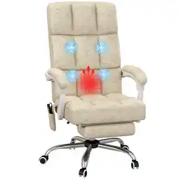 Tesco Vinsetto Massage Office Chair with Footrest and Heat, Beige offer