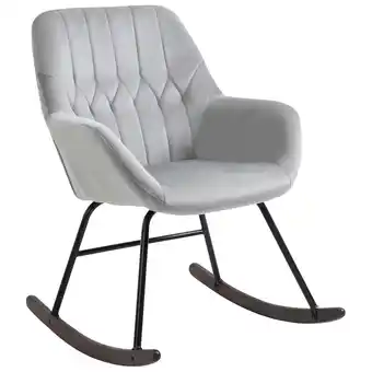 Tesco HOMCOM Modern Rocking Armchair Foam Padding Metal Frame Home Grey offer