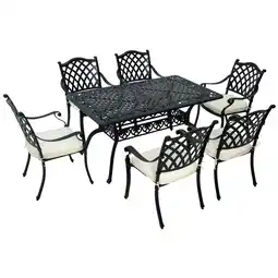 Tesco Outsunny 7-PC Cast Aluminium Patio Dining Set with Umbrella Hole offer