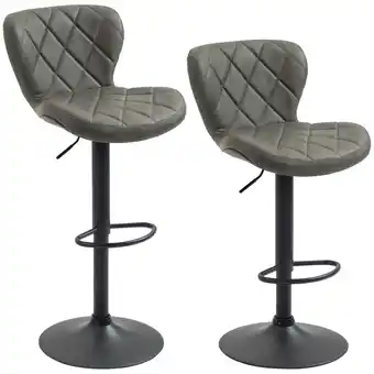 Tesco HOMCOM Adjustable Height Bar Stools Set of 2 Swivel Barstool Dark Grey offer