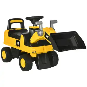 Tesco HOMCOM CAT Licensed Kids Construction Ride-On w/ Manual Shovel for 1.5-3 Yrs offer