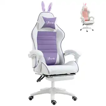 Tesco Vinsetto Racing Style Gaming Chair with Removable Rabbit Ears, Purple offer