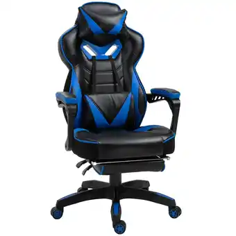 Tesco Vinsetto Gaming Chair Ergonomic Reclining Manual Footrest Blue offer