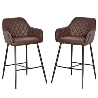 Tesco HOMCOM Retro Style Bar Chairs Set of 2 with Footrest Solid Frame PU offer