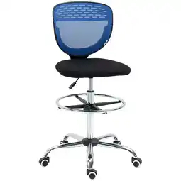 Tesco Vinsetto Draughtsman Chair Tall Office Chair with Lumbar Support, Blue offer