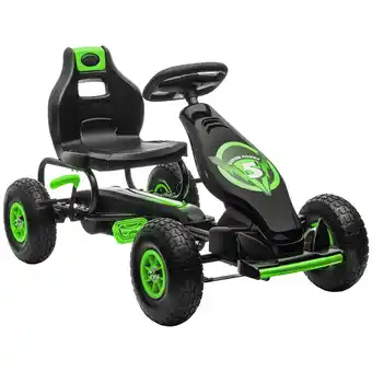 Tesco HOMCOM Children Pedal Go Kart w/ Adjustable Seat, Rubber Wheels, Brake - Green offer