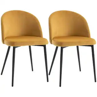 Tesco HOMCOM Upholstered Fabric Bucket Seat Dining Chairs Set of 2 Yellow offer