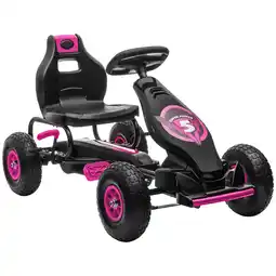 Tesco HOMCOM Children Pedal Go Kart w/ Adjustable Seat, Rubber Wheels, Brake - Pink offer