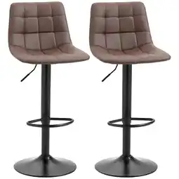 Tesco HOMCOM Bar Stools Set of 2 Adjustable Counter with Footrest Brown offer