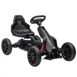 Tesco HOMCOM Children Pedal Go Kart w/ Adjustable Seat, Handbrake - Black offer