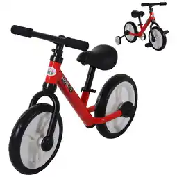 Tesco HOMCOM Kids Balance Training Bike Toy w/ Stabilizers 2-5 Years Red offer