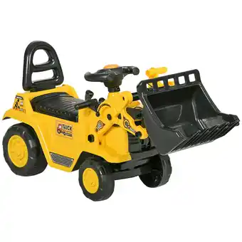 Tesco HOMCOM Ride-On Bulldozer Toddler Digger Excavator Scooter Storage Cart offer