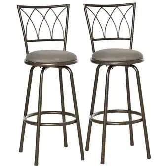 Tesco HOMCOM Set of 2 Bar Chairs Swivel Armless Upholstered Metal Frame offer