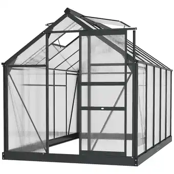 Tesco Outsunny 6x10ft Walk-In Polycarbonate Greenhouse Plant Grow Aluminium offer