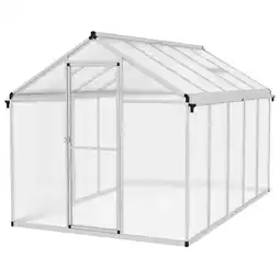 Tesco Outsunny 10x6ft Aluminium Greenhouse with/ Door Window Galvanised Base offer