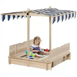 Tesco Outsunny Kids Square Wooden Sandpit Children Cabana Sandbox Outdoor Playset offer