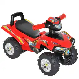 Tesco HOMCOM Kids Ride On Quads Boys Girls LED Lights Horn Music Toys 4 Wheels Red offer