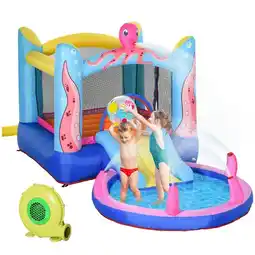 Tesco Outsunny Bouncy Castle w/ Slide Water Pool Trampoline, Blower 3.6 x 1.75 x 1.8m offer