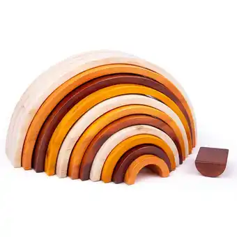 Tesco Bigjigs Toys Large Wooden Rainbow Stacking Arches - 11 Pieces offer