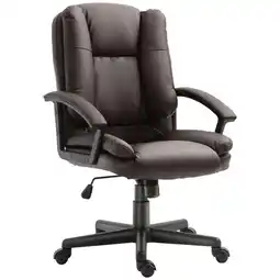 Tesco HOMCOM Swivel Executive Office Chair Mid Back PU Leather Chair, Brown offer