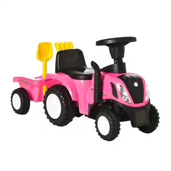 Tesco HOMCOM Ride On Tractor Toddler Walker Foot To Floor Slider 12-36 Months Pink offer