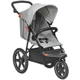 Tesco HOMCOM Foldable Three-Wheeler Baby Stroller w/ Sun Canopy, Storage - Grey offer