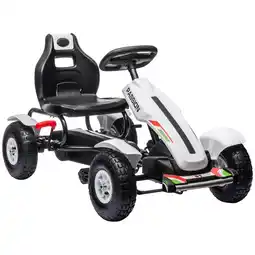 Tesco HOMCOM Children Pedal Go Kart w/ Adjustable Seat, Inflatable Tyres - White offer