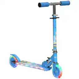 Tesco HOMCOM Kids Scooter 2 Wheels W/ Lights Music Adjustable Height Foldable - Blue offer