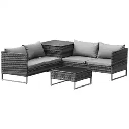 Tesco Outsunny 4Pcs Patio Rattan Sofa Garden Furniture Set with Cushion Grey offer