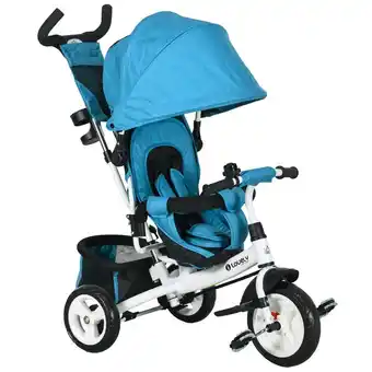 Tesco HOMCOM 4 in 1 Kids Trike, Stroller with Parent Handle, Blue offer