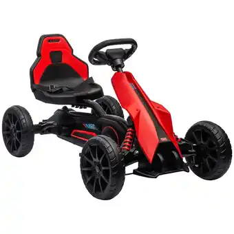 Tesco HOMCOM Children Pedal Go Kart w/ Adjustable Seat, Handbrake - Red offer