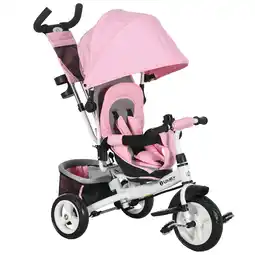 Tesco HOMCOM 6 in 1 Kids Trike, Stroller with Parent Handle, Pink offer