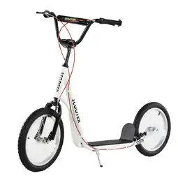 Tesco HOMCOM 90-96cm Kids Kick Scooter w/ Adjustable Handlebar Inflatable Wheels White offer