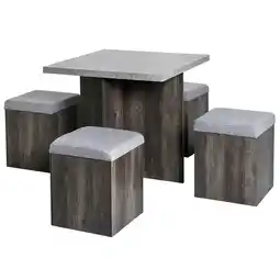 Tesco Homcom Modern Table & 4 Ottoman Seats | Space-Saving Dining Set offer