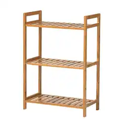 Tesco Living and Home 3 Tier Bamboo Wood Storage Shelf Rack-50cm W x 25cm D x 71cm H offer