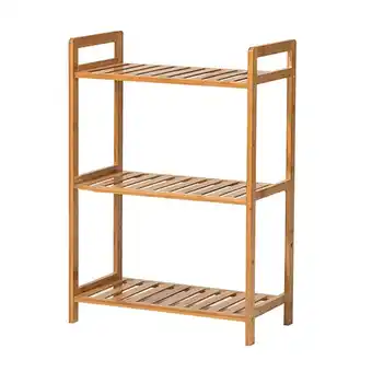 Tesco Living and Home 3 Tier Bamboo Wood Storage Shelf Rack-50cm W x 25cm D x 71cm H offer