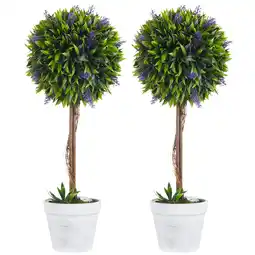 Tesco HOMCOM Set of 2 Potted Artificial Plants with Lavender Flowers offer