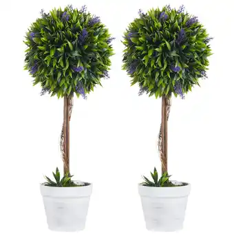 Tesco HOMCOM Set of 2 Potted Artificial Plants with Lavender Flowers offer