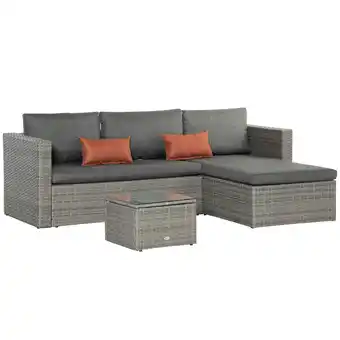 Tesco Outsunny 3 PCS Outdoor PE Rattan Chaise Lounge Furniture Sofa Set s offer