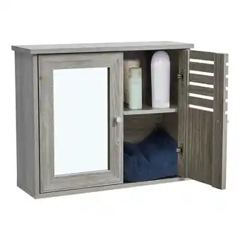 Tesco Living and Home Wooden Bathroom Mirror Wall Cabinet - 60 x 49.2cm - Grey Oak offer